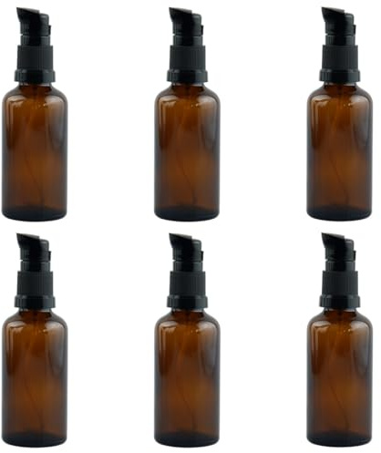 30 ml flacons vides rechargeables, 6 pcs flacon pompe verre, flacons à pompe en verre ambré vides rechargeables, flacons de lotion en verre ambré, pour maquillage, lotion, émulsion, sérum