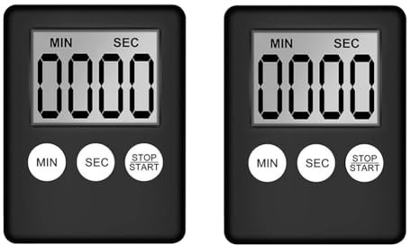 Aposous Digitaler Küchentimer, Kurzzeitwecker, Eieruhr, Geeignet für die Arbeit, Sporttimer, Spiel, Kochtimer, Langlebig, 2er-Pack, Schwarz