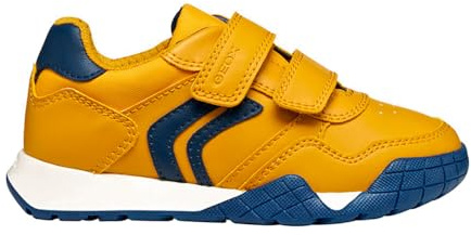 Geox J RANN-E Baskets pour garçon, Jaune/Bleu Marine, 35 EU, Jaune Marine, 35 EU