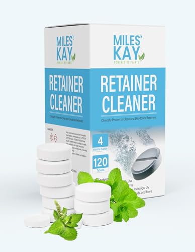 Retainer Cleaner,120 Pack. Non Toxic, SLS & Persulfate-Free. Safer, Simpler & Faster. Miles Kay retainer tablets, denture tablets, mouthguard cleaners, invisilign cleaners & more