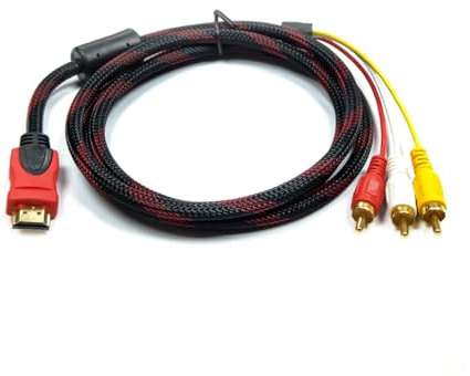 Cable HDMI RCA, Câble Adaptateur 3RCA vers HDMI, Le Câble Uniquement Destiné au Lecteur vers Téléviseur, pas pour l'ordinateur, Le DVD, la PS3 et d'autres Appareils avec Interface HDIM, 1.5M