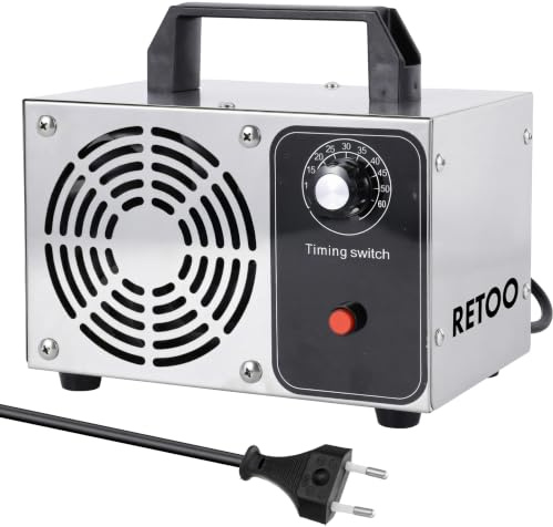 Retoo Ozongenerator 20000mg/h Ozongerät Ozonisator 100W O3 Ozon Luftreiniger mit 60 Min Timer Geruchskiller Geruchsneutralisierer für Auto Rauch Haustiergerüche Küchengerüche Wohnung Raum Hotels