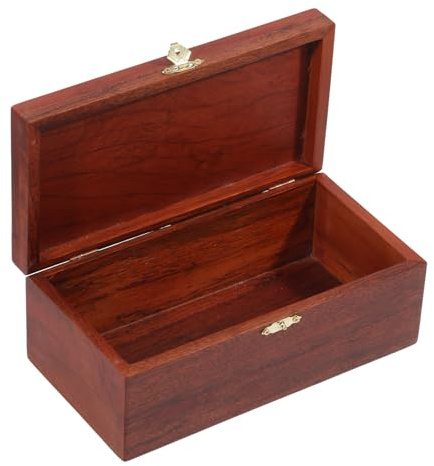 CHGCRAFT Holzschmuck Aufbewahrungsbox Handgeschnitzt Dekorative Keepsake Box mit Scharnier graviert Deckel und Verschlüsse für Halsketten Anhänger Ohrringe Ringe Verpackung, 8.6x4.5x3.4 Zoll