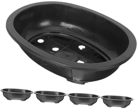 Toyvian Juego De 5 Maceteros Ovalados De PláStico con Orificio De Drenaje para JardíN Interior Y Exterior Macetas Decorativas para BalcóN Y Patio Ligero Y PortáTil