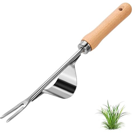 ALLGAYER Weed Remover Tool, Puller Root Weeding Tool Long Stainless, Heavy Duty Weed Root Steel Handle Heavy Garden Pulling Brush Manual Weeder for Lawn Yard Patio, Long(31cm/12.2)