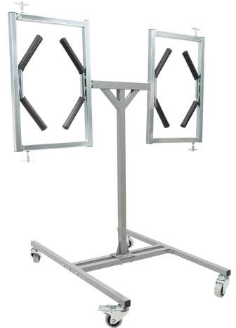 MooBeey Supporto per verniciatura dei cerchioni in acciaio zincato con 4 ruote universali, supporto per verniciatura per cerchioni regolabile con supporti girevoli a 360°, doppio mozzo per riparazione