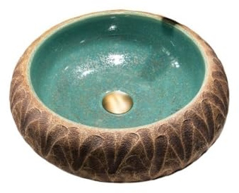 YHxFlux Durevole Lavabo in Ceramica Artistica, Moderno, Semplice, da Bagno, da Balcone, Rotondo, da appoggio Facile da installare