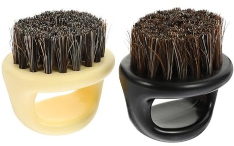 SOIMISS Bartbürste aus Wildschweinborsten 2stücke für Männer mit Abs Griff Hautpeeling Funktion und Wasserabsorbierend für Friseursalon und Haarstyling