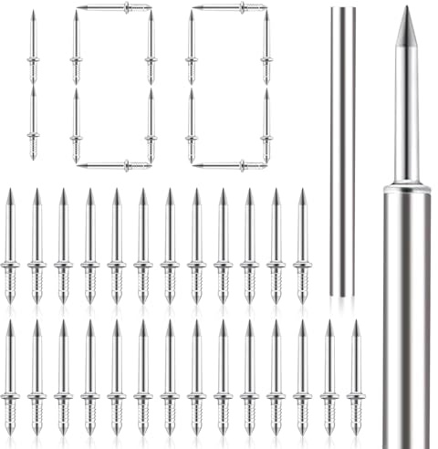 ENUTROF Clavos Doble Punta Cabeza Sin Costuras para Rodapies Madera Clavo | Rodapie 100Pcs con 1 Herramienta de Manga Chapas (100PCS)