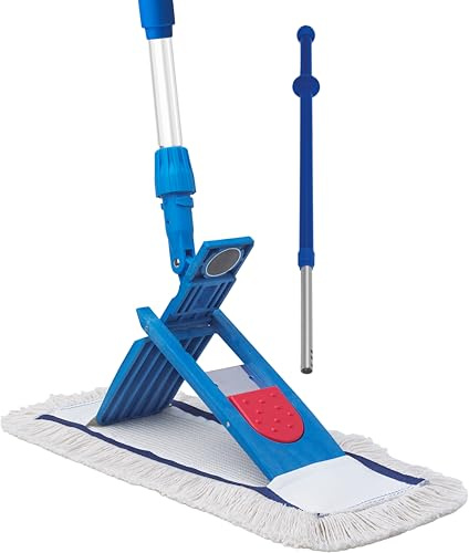 VIOVIE Premium WISCHER TELESKOP Set 50CM | Baumwoll-Wischmopp | 90-150cm Teleskopstiel | Magnethalter mit 1 klick System | Kugel Griff | Ergonomisch, rückenschonend & langlebig | Für alle Böden