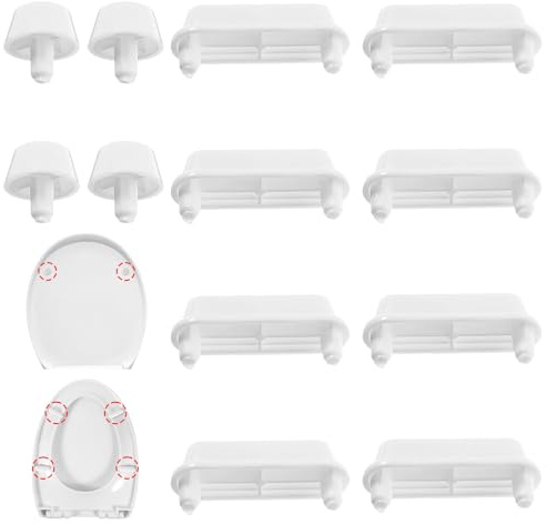 DOPENSPI Lot de 12 tampons pour abattant de WC - Blanc - Pièce de rechange - Isolation acoustique - Amortisseurs - Pour abattant de WC en bois