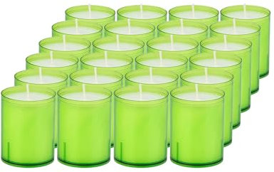 Sovie CANDLES Refill Kerzen Kiwi 24 Stück - Kerze in Kunststoff-Hülle - ca. 24 Stunden Brenndauer - Kerzen Deko Innen & Außen - Schützt Glas & Dekoration