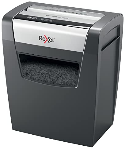Rexel Momentum X312 Aktenvernichter, Kreuzschnitt, 12 Blatt, 23 Liter, schwarz, 2104572