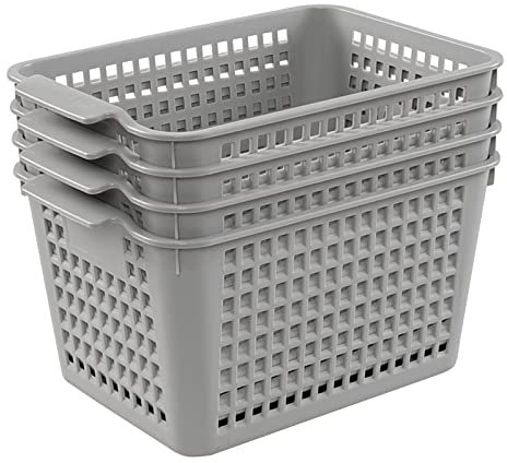 Annkky Kitchen Cupboard Storage Baskets, 4-Pack Plastic Basket