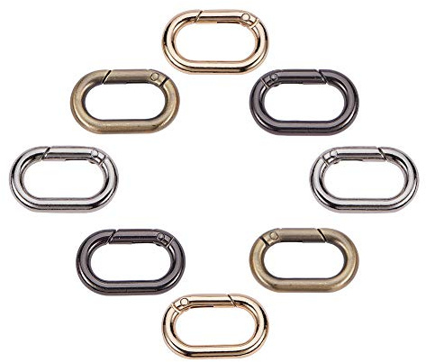 PH PandaHall 8Pcs Oval spring karabinerhaken 4 Farben Schlüsselverschlüsse Federkarabiner Karabinerhaken Triggerfeder Ovaler karabiner Ring für Taschen, Geldbörse, Schlüsselanhänger