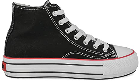 PAYMA - Zapatillas Bambas Botas de Lona Mujer. Puntera de Goma. Playeras de Deporte Casual y Caminar. Piso Doble o Sencillo. Negras Blancas Rojas Azul Jeans