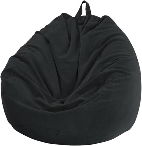 Chickwin Bezug für Sitzsack, Birne, Samt, Sitzsack, ohne Füllung, für drinnen und draußen, Entspannen, Liegestuhl, Wohnzimmer, Schlafzimmer, Kissen (Schwarz, 100 x 120 cm)