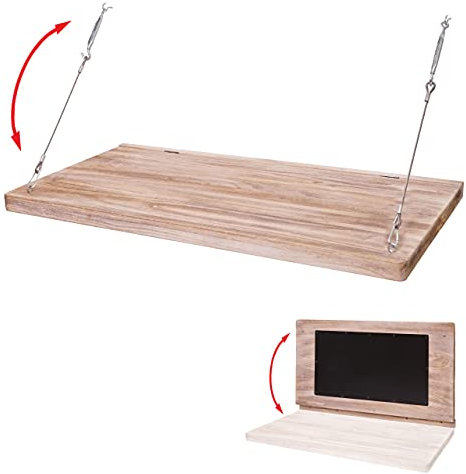 Mendler Wandtisch HWC-H48, Wandklapptisch Wandregal Tisch mit Tafel, klappbar Massiv-Holz - 100x50cm