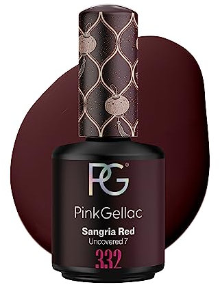 Pink Gellac UV Gel Nagellack - 332 Sangria Red 15 ml - Lang Anhaltend UV Nagellack Dunkelrot - Gel UV für 14 Tage Nägel in Salonqualität - Made in Holland
