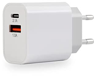 MUTTO Chargeur USB C, 10W QC3.0 2 Ports [USB C & USB A] Universel Chargeur USB pour iPhone 13 12 Pro 11 X XS XR 8 Plus, AirPods 2, iPad, Macbook, Samsung S21 S20 S10 S9 S8, Xiaomi, Huawei