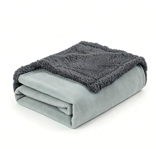 Kritter Planet Hundedecke Wasserdicht,wasserdichte Decke für Sofa 120x150cm | Waschbare Kuscheldecke, Tagesdecke‑Schutz für Hunde & Katzen, Bett, Auto und Outdoor,Lt Gray/Dk Gray
