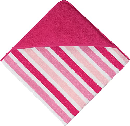 Erwin Müller Kinder-Kapuzenbadetuch, Kapuzenhandtuch Frottier rosa Größe 100x100 cm - saugstark, hautfreundlich, Streifen (weitere Größen)