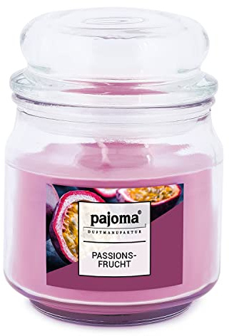pajoma® Duftkerze Passionsfrucht im Bonbonglas, 248 g, Premium Kerze zum verschließen, für circa 55 Stunden