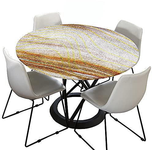 FANSU Runde Tischdecke Abwaschbar 3D Elastische Gartentischdecke Rundtischdecke wasserdichte rutschfeste Abwischbar für Outdoor Home Küche Dekoration (Welligkeit,Durchmesser 150cm)