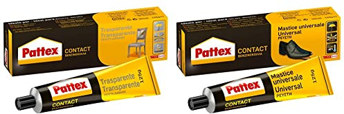 Pattex Cola de contacto, para trabajos de bricolaje, color transparente, 125gr + Cola de contacto universal instantánea multiusos, a prueba de agua, 125ml