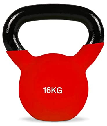 FFitness Klassisch Rote 16 kg Schwere Kettlebell Aus Gusseisen Mit Ergonomischem Sportgriff Eignet Sich Ideal Für Krafttraining, Crossfit Und Andere Sportliche Aktivitäten