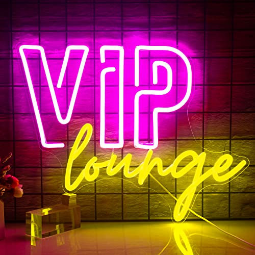 VIP Lounge Insegne al neon per la decorazione della parete Luce al neon VIP per l'arredamento della stanza Insegna luminosa a LED con alimentazione USB per ufficio,hotel, bar,sala VIP (blu&bianco)