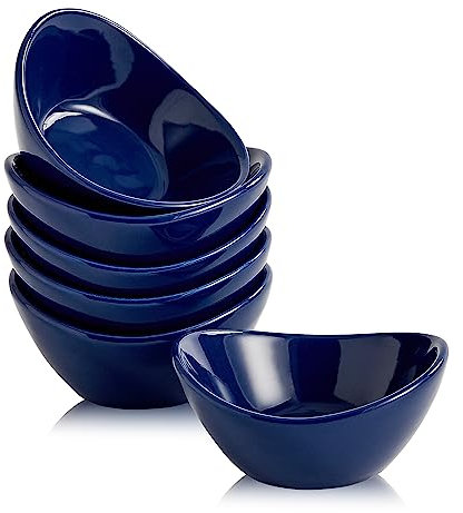 Swuut Bols à Tapas et Sauces Ensemble de 6 en Céramique, Petits Bols de 1,5oz Mini pour Sushi, Sauce Soja, Trempettes, Assiettes d'Aliments Cuits, Olives, BBQ et Fournitures de Fête (Bleu Marine)