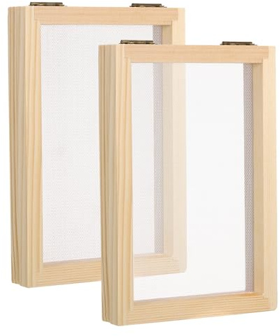 PATIKIL 7x5 Wooden Paper Making Screen, 2 Pack Paper Making Mold Papermaking Mould Deckle Printing Frame for DIY Paper Craft Tool Dried Flower Handcraft, Natural Color
