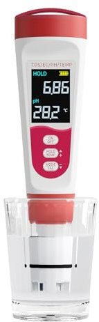 Flysocks pH Metro 4 in 1, Tester di Qualità dell'acqua per pH/TDS/EC/Temperatura, pH Metro Digitale IP67 con Calibrazione Automatica e LCD Retroilluminato per Idroponi, Giardino