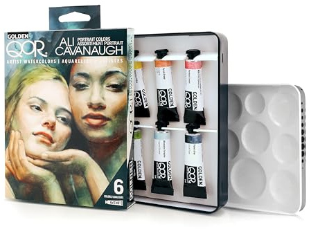 QoR Ali Cavanaugh Portrait Colors Set by GOLDEN, 6 x 5 ml tubes, Professional Watercolor Paint Set