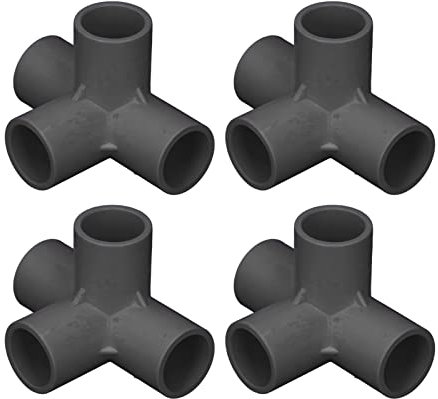 10PCS 4 Way Elbow Fittings PVC Pipe Fitting Connectors 0.8in Pipe Splices Plastic Right Angle Connector for Funniture Tent Connection (Black)