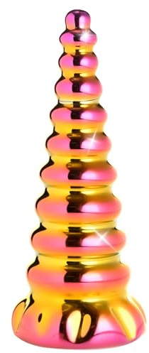 CREATURE COCKS Twilight Rainbow Gode en verre pour hommes, femmes et couples. Verre résistant et sans danger pour le corps. Lisse et effilé. 1 pièce, rose et jaune.