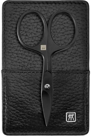 ZWILLING Maniküre-Set (3 teilig, Echtleder Stecketui, Reiseset, mit Nagelschere), Premium, Black Edition