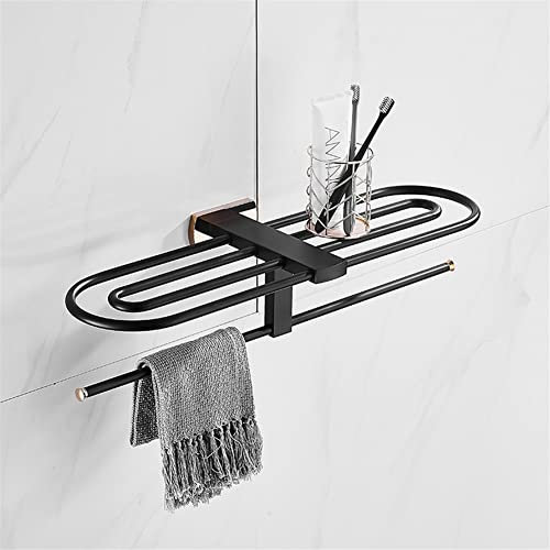 Generisch Handtuchhalter Schwarz Gold Kreativer Handtuchhalter aus Kupfer, Handtuchhalter, Toilettenpapierhalter, Handtuchhaken für Bademäntel, Badezimmer-Hardware-Set Badezimmer-Hardware/Ba