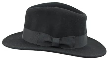 Xposed New 100% Felt Wool Crushable Fedora Trilby Wide Brim Hat Size XL Black