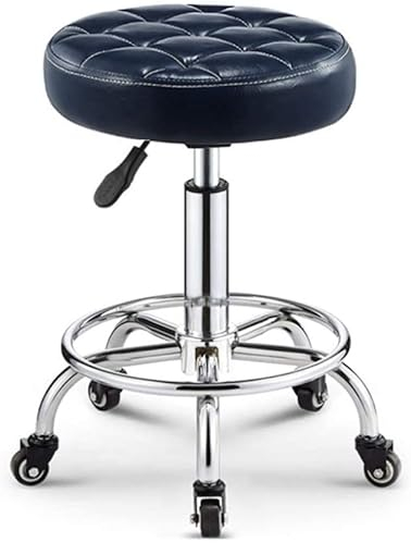 DDKYHU Hocker auf Rollen, Friseurstuhl, Schönheitshocker, Barstuhl, Lift, Drehstuhl, Friseursalon, Schönheitssalon, Bar (Rosa) (Dunkelblau)