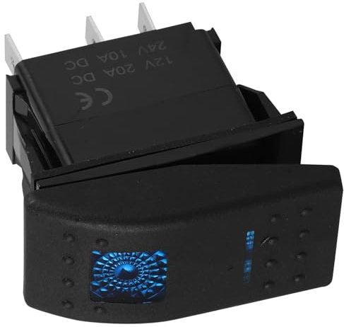 OUNONA Interrupteur à Bascule Lumineux LED Noir 12v 20a en Pa66 pour Bateau Marin, Design Moderne et Capacité de Courant Élevée, Remplacement