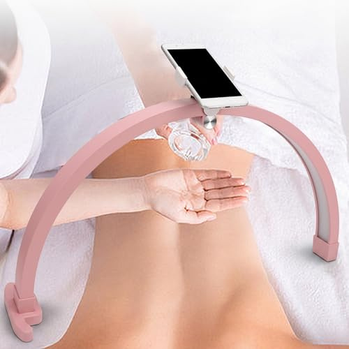 Halbmondlicht mit Telefonhalter, 22 Zoll, 20 W, Stufenlos Dimmbares Faltbares Wimpernlicht für Nageltechnik, Make-up, Tattoo, Spa