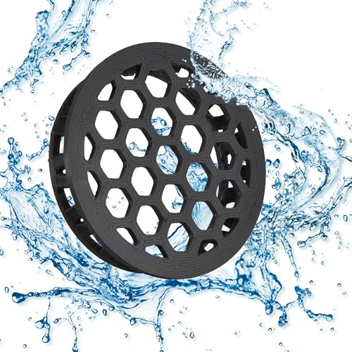 Optimiertes Ersatz - Haarsieb passend für TECE Drainline Duschrinnen Ablaufrinnen – Werkzeuglos - Durchmesser 49mm Kunststoff Schwarz – Ersetzt das Originale TECE Haarsieb (660005)