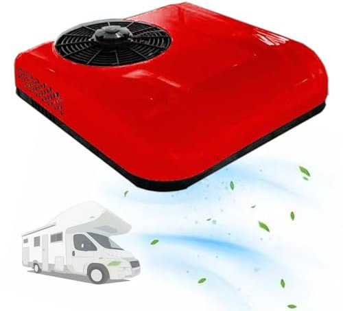 YLANMEI Dc Air Conditioner Ultra-Thin Car Roof Air Conditioner, Applicable to Mpvs, Vehicles, Homes, Trucks, Agricultural Vehicles, Excavators,Red-12V