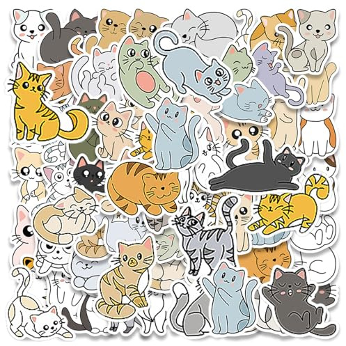 EPCDBBRT 120 Sheets Of Funny Cat Stickers, Cartoon Cat Stickers For Kids, Vinyl Waterproof Animal Stickers, Suitable For Scrapbooking, Computers, Mobile Phones