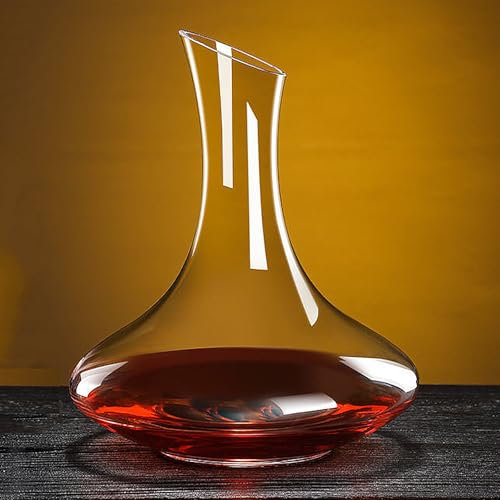 Lvpradior Decantador y aireador de vino de cristal, jarra de vidrio 100% sin plomo, elegante decantador de vino para vino tinto, juego de decantador de cristal no tóxico con boquilla de aireación,