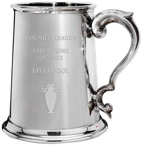 I LUV LTD Tankard Chope pour Liverpool 2024-25 Première Ligue Vainqueurs, 1pt Étain Fête Chope