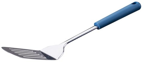 Fackelmann Paletta Essential in acciaio inox con manico blu scuro, lavabile in lavastoviglie, ideale per arrosti, argento