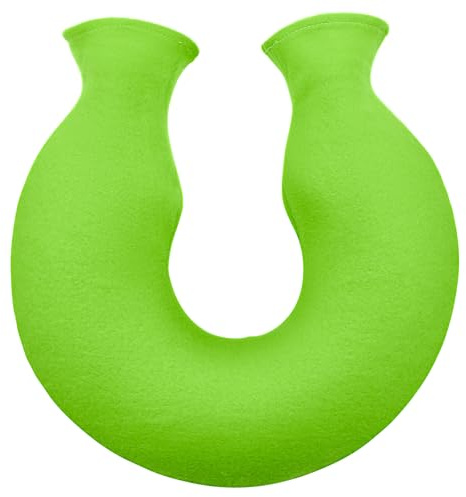Reusable U-Shaped Hot Water Bottle with Soft Plush Cover – Dual Nozzle Neck Heat Pack for Women Men, Relieves Tension and Fatigue, Ideal for Winter, Bedtime, and Office Use (Green)